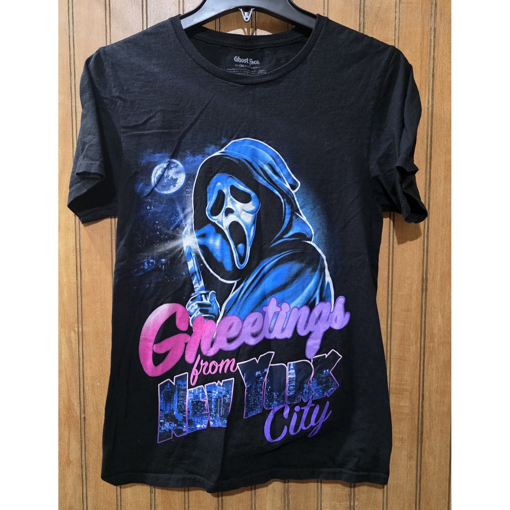 Ghostface Graphic T-Shirt Men Sz S Black Short Sleeve Horror Movie‎ Cotton Tee